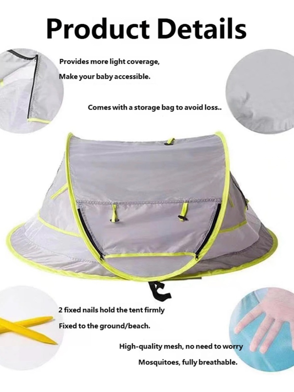 Overcrest montain born Gray Pop-Up Baby Travel Tent with foldable with storage